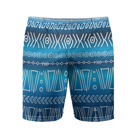 Мужские шорты спортивные с принтом Узор в стиле бохо на синем фоне в Белгороде,  |  | bohemian chic | boho | boho chic | богемный стиль | бохо | геометрический узор
