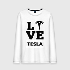 Мужской лонгслив хлопок с принтом Tesla Love Classic в Екатеринбурге, 100% хлопок |  | 