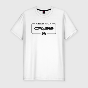 Мужская футболка хлопок Slim с принтом Crysis Gaming Champion: рамка с лого и джойстиком в Кировске, 92% хлопок, 8% лайкра | приталенный силуэт, круглый вырез ворота, длина до линии бедра, короткий рукав | 