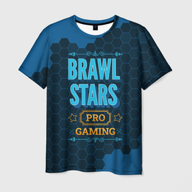 Мужская футболка 3D с принтом Игра Brawl Stars: PRO Gaming в Новосибирске, 100% полиэфир | прямой крой, круглый вырез горловины, длина до линии бедер | Тематика изображения на принте: brawl stars | logo | pro | бравл старс | игра | игры | лого | логотип | символ | соты