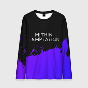 Мужской лонгслив 3D с принтом Within Temptation Purple Grunge в Курске, 100% полиэстер | длинные рукава, круглый вырез горловины, полуприлегающий силуэт | Тематика изображения на принте: 