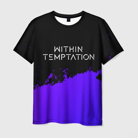 Мужская футболка 3D с принтом Within Temptation Purple Grunge в Новосибирске, 100% полиэфир | прямой крой, круглый вырез горловины, длина до линии бедер | Тематика изображения на принте: 