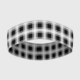 Повязка на голову 3D с принтом Black and white tartan check в Новосибирске,  |  | Тематика изображения на принте: black and white | tartan | клетка | клетчатый узор | узор в клетку | черно белый | шотландка