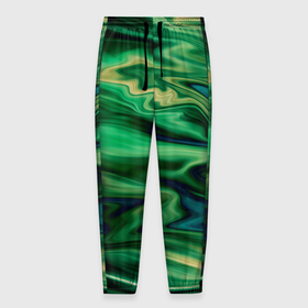 Мужские брюки 3D с принтом Абстрактный узор в зеленых тонах в Санкт-Петербурге, 100% полиэстер | манжеты по низу, эластичный пояс регулируется шнурком, по бокам два кармана без застежек, внутренняя часть кармана из мелкой сетки | абстрактный узор | зеленый | оттенки зеленого | разводы | размытый узор | текстура краски