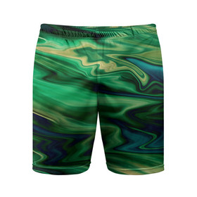 Мужские шорты спортивные с принтом Абстрактный узор в зеленых тонах в Санкт-Петербурге,  |  | абстрактный узор | зеленый | оттенки зеленого | разводы | размытый узор | текстура краски