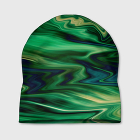 Шапка 3D с принтом Абстрактный узор в зеленых тонах в Тюмени, 100% полиэстер | универсальный размер, печать по всей поверхности изделия | Тематика изображения на принте: абстрактный узор | зеленый | оттенки зеленого | разводы | размытый узор | текстура краски