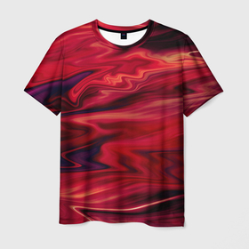 Мужская футболка 3D с принтом Красный абстрактный модный узор в Курске, 100% полиэфир | прямой крой, круглый вырез горловины, длина до линии бедер | абстрактный узор | красные разводы | красный | красный мрамор | мрамор | оттенки красного | пятна | разводы