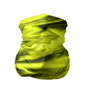 Бандана-труба 3D с принтом Неоновый желтый с черным абстрактный узор в Кировске, 100% полиэстер, ткань с особыми свойствами — Activecool | плотность 150‒180 г/м2; хорошо тянется, но сохраняет форму | абстрактный узор | желтый | желтый неоновый | мраморная текстура | разводы | серый и желтый