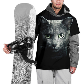 Накидка на куртку 3D с принтом Серая Кошка Британец в Санкт-Петербурге, 100% полиэстер |  | животные | звери | кот | черный | шерстяной