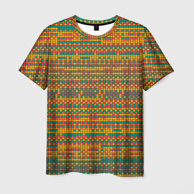 Мужская футболка 3D с принтом Квадратный хаос в Петрозаводске, 100% полиэфир | прямой крой, круглый вырез горловины, длина до линии бедер | Тематика изображения на принте: квадраты | пикселы | прямоугольники | узор | цвет