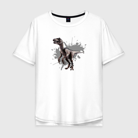 Мужская футболка хлопок Oversize с принтом Хищный велоцираптор , 100% хлопок | свободный крой, круглый ворот, “спинка” длиннее передней части | velociraptor | велоцераптор | велоцираптор | динозавры | раптор | хищные динозавры
