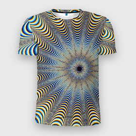Мужская футболка 3D Slim с принтом Туннель   оптическая иллюзия в Екатеринбурге, 100% полиэстер с улучшенными характеристиками | приталенный силуэт, круглая горловина, широкие плечи, сужается к линии бедра | 3d | 3д | арт | волны | геометрия | гипно | гипноарт | гипнотический | оптическая иллюзия | туннель