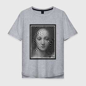 Мужская футболка хлопок Oversize с принтом Женский портрет   оптическая иллюзия , 100% хлопок | свободный крой, круглый ворот, “спинка” длиннее передней части | 3d | 3д | гипно | девушка | женский портрет | женщина | оптическая иллюзия | оптические иллюзии | портрет