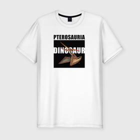 Мужская футболка хлопок Slim с принтом Динозавр с крыльями в Новосибирске, 92% хлопок, 8% лайкра | приталенный силуэт, круглый вырез ворота, длина до линии бедра, короткий рукав | pterosaura | динозавры с крыльями | крылатые динозавры | крылатые ящеры | летающие динозавры | летающие ящеры | птерозавр