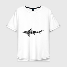 Мужская футболка хлопок Oversize с принтом Тигровая акула графика , 100% хлопок | свободный крой, круглый ворот, “спинка” длиннее передней части | 