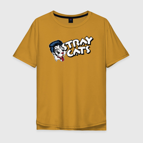 Мужская футболка хлопок Oversize с принтом StrayCats в Кировске, 100% хлопок | свободный крой, круглый ворот, “спинка” длиннее передней части | cat | stray | бродячий | кот | котейка | котик | приключение | стрэй