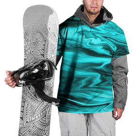 Накидка на куртку 3D с принтом Неоновый бирюзовый мраморный узор в Новосибирске, 100% полиэстер |  | абстрактный узор | бирюзовый | мрамор | неоновый | неоновый узор | черные разводы