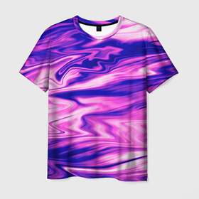 Мужская футболка 3D с принтом Розово фиолетовый мраморный узор в Екатеринбурге, 100% полиэфир | прямой крой, круглый вырез горловины, длина до линии бедер | абстрактный узор | мрамор | мраморный узор | розовый | фиолетовый
