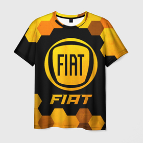 Мужская футболка 3D с принтом Fiat   Gold Gradient в Петрозаводске, 100% полиэфир | прямой крой, круглый вырез горловины, длина до линии бедер | Тематика изображения на принте: 