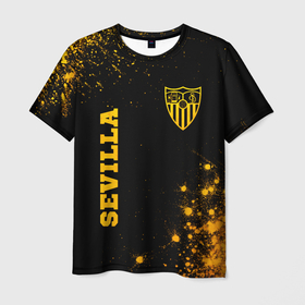 Мужская футболка 3D с принтом Sevilla   Gold Gradient в Курске, 100% полиэфир | прямой крой, круглый вырез горловины, длина до линии бедер | 