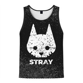 Мужская майка 3D с принтом Stray с потертостями на темном фоне в городе Новоалтайск, 100% полиэстер | круглая горловина, приталенный силуэт, длина до линии бедра. Пройма и горловина окантованы тонкой бейкой | 