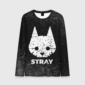Мужской лонгслив 3D с принтом Stray с потертостями на темном фоне в городе Новоалтайск, 100% полиэстер | длинные рукава, круглый вырез горловины, полуприлегающий силуэт | 