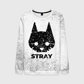 Мужской свитшот 3D с принтом Stray с потертостями на светлом фоне в городе Новоалтайск, 100% полиэстер с мягким внутренним слоем | круглый вырез горловины, мягкая резинка на манжетах и поясе, свободная посадка по фигуре | 