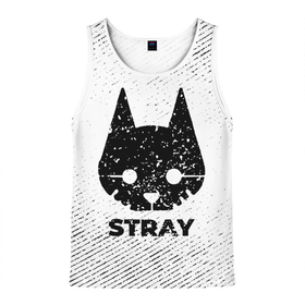 Мужская майка 3D с принтом Stray с потертостями на светлом фоне в городе Новоалтайск, 100% полиэстер | круглая горловина, приталенный силуэт, длина до линии бедра. Пройма и горловина окантованы тонкой бейкой | 