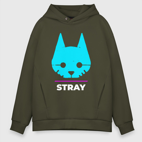 Мужское худи Oversize хлопок с принтом Символ Stray в неоновых цветах , френч-терри — 70% хлопок, 30% полиэстер. Мягкий теплый начес внутри —100% хлопок | боковые карманы, эластичные манжеты и нижняя кромка, капюшон на магнитной кнопке | 