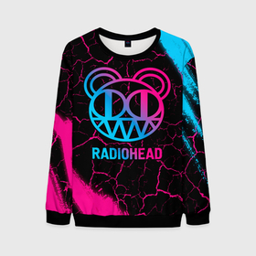 Мужской свитшот 3D с принтом Radiohead   neon gradient в Кировске, 100% полиэстер с мягким внутренним слоем | круглый вырез горловины, мягкая резинка на манжетах и поясе, свободная посадка по фигуре | 