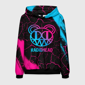 Мужская толстовка 3D с принтом Radiohead   neon gradient в Новосибирске, 100% полиэстер | двухслойный капюшон со шнурком для регулировки, мягкие манжеты на рукавах и по низу толстовки, спереди карман-кенгуру с мягким внутренним слоем. | 