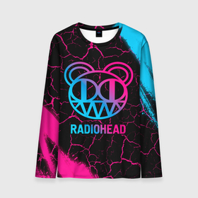 Мужской лонгслив 3D с принтом Radiohead   neon gradient в Петрозаводске, 100% полиэстер | длинные рукава, круглый вырез горловины, полуприлегающий силуэт | 