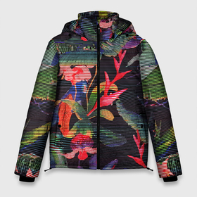 Мужская зимняя куртка 3D с принтом Яркие цветы в летней ночи   паттерн в Екатеринбурге, верх — 100% полиэстер; подкладка — 100% полиэстер; утеплитель — 100% полиэстер | длина ниже бедра, свободный силуэт Оверсайз. Есть воротник-стойка, отстегивающийся капюшон и ветрозащитная планка. 

Боковые карманы с листочкой на кнопках и внутренний карман на молнии. | Тематика изображения на принте: flowers | neon | night | pattern | raster | summer | vanguard | авангард | лето | неон | ночь | паттерн | растр | цветы