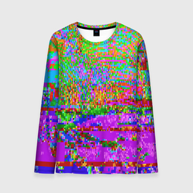 Мужской лонгслив 3D с принтом Пиксельный глитч арт паттерн в Белгороде, 100% полиэстер | длинные рукава, круглый вырез горловины, полуприлегающий силуэт | abstraction | art | glitch | neon | pattern | pixel | абстракция | арт | глитч | неон | паттерн | пиксель