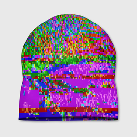 Шапка 3D с принтом Пиксельный глитч арт паттерн в Белгороде, 100% полиэстер | универсальный размер, печать по всей поверхности изделия | abstraction | art | glitch | neon | pattern | pixel | абстракция | арт | глитч | неон | паттерн | пиксель