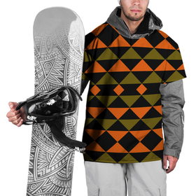 Накидка на куртку 3D с принтом Геометрический узор черно оранжевые фигуры в Новосибирске, 100% полиэстер |  | геометрические фигуры | геометрический узор | оливковый | оранжевый | рыжий | треугольники