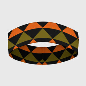 Повязка на голову 3D с принтом Геометрический узор черно оранжевые фигуры в Белгороде,  |  | геометрические фигуры | геометрический узор | оливковый | оранжевый | рыжий | треугольники