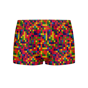 Мужские трусы 3D с принтом Компьютерная мозаика в Курске, 50% хлопок, 50% полиэстер | классическая посадка, на поясе мягкая тканевая резинка | игра | компьютер | мозаика | пиксели | пиксель | пиксельная графика | тетрис