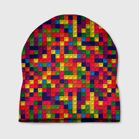 Шапка 3D с принтом Компьютерная мозаика в Кировске, 100% полиэстер | универсальный размер, печать по всей поверхности изделия | игра | компьютер | мозаика | пиксели | пиксель | пиксельная графика | тетрис