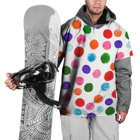 Накидка на куртку 3D с принтом Веселые акварельные кружочки в Тюмени, 100% полиэстер |  | акварель | горох | горошек | кистью | краска | круги | круглые | кружки | кружочки | орнамент | паттерн | праздничное | принт | пятна | разноцветный | точки | узор
