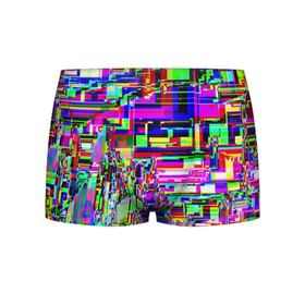 Мужские трусы 3D с принтом Яркий авангардный глитч в Петрозаводске, 50% хлопок, 50% полиэстер | классическая посадка, на поясе мягкая тканевая резинка | abstraction | color | glitch | pixels | vanguard | абстракция | авангард | глитч | пиксели | цвет