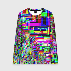 Мужской лонгслив 3D с принтом Яркий авангардный глитч в Курске, 100% полиэстер | длинные рукава, круглый вырез горловины, полуприлегающий силуэт | Тематика изображения на принте: abstraction | color | glitch | pixels | vanguard | абстракция | авангард | глитч | пиксели | цвет