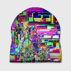 Шапка 3D с принтом Яркий авангардный глитч , 100% полиэстер | универсальный размер, печать по всей поверхности изделия | abstraction | color | glitch | pixels | vanguard | абстракция | авангард | глитч | пиксели | цвет