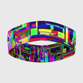 Повязка на голову 3D с принтом Яркий авангардный глитч в Курске,  |  | abstraction | color | glitch | pixels | vanguard | абстракция | авангард | глитч | пиксели | цвет