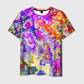 Мужская футболка 3D с принтом Летняя мозаика в Белгороде, 100% полиэфир | прямой крой, круглый вырез горловины, длина до линии бедер | abstraction | color | impression | mosaic | summer | абстракция | импрессия | лето | мозаика | цвет