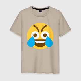 Мужская футболка хлопок с принтом Сумасшедший смеющийся эмодзи смайл в Тюмени, 100% хлопок | прямой крой, круглый вырез горловины, длина до линии бедер, слегка спущенное плечо. | abstraction | art | artwork | colorful | colors | emoji | graphics | meme | memes | patterns | smile | surrealism | sweethuman | sweethumen | абстракция | арт | графика | искусство | мем | мемы | разноцветный | смайл | смайлик | сюрреализм | узоры | улыбк