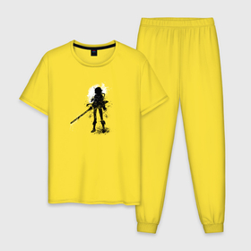 Мужская пижама хлопок с принтом Аниме девочка самурай в Тюмени, 100% хлопок | брюки и футболка прямого кроя, без карманов, на брюках мягкая резинка на поясе и по низу штанин
 | 