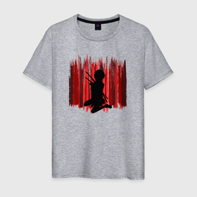 Мужская футболка хлопок с принтом Девочка самурай в Кировске, 100% хлопок | прямой крой, круглый вырез горловины, длина до линии бедер, слегка спущенное плечо. | 
