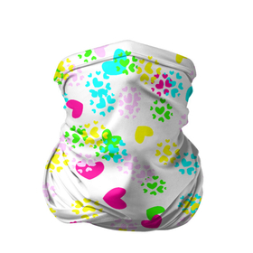 Бандана-труба 3D с принтом Весна в сердцах на белом фоне в Санкт-Петербурге, 100% полиэстер, ткань с особыми свойствами — Activecool | плотность 150‒180 г/м2; хорошо тянется, но сохраняет форму | белый | весна | желтый | зеленый | любовь | разноцветное | розовый | сердечки | сердца | сердце