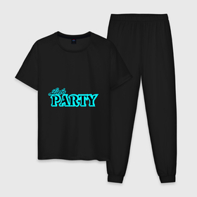 Мужская пижама хлопок с принтом Lets party в Курске, 100% хлопок | брюки и футболка прямого кроя, без карманов, на брюках мягкая резинка на поясе и по низу штанин
 | club | dance | fun | holiday | party | quote | веселье | вечеринка | клуб | праздник | танцы | цитата